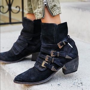 Free People Black Buckle Boot